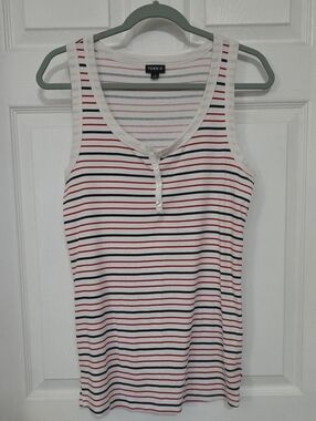 torrid White Tank with Red and Navy Stripes